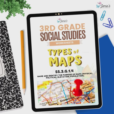 Types of Maps Activity & Answer Key 3rd Grade Social Studies