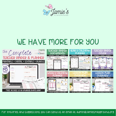 Editable Binder Documents for Teacher Binder and Planner | Butterfly theme