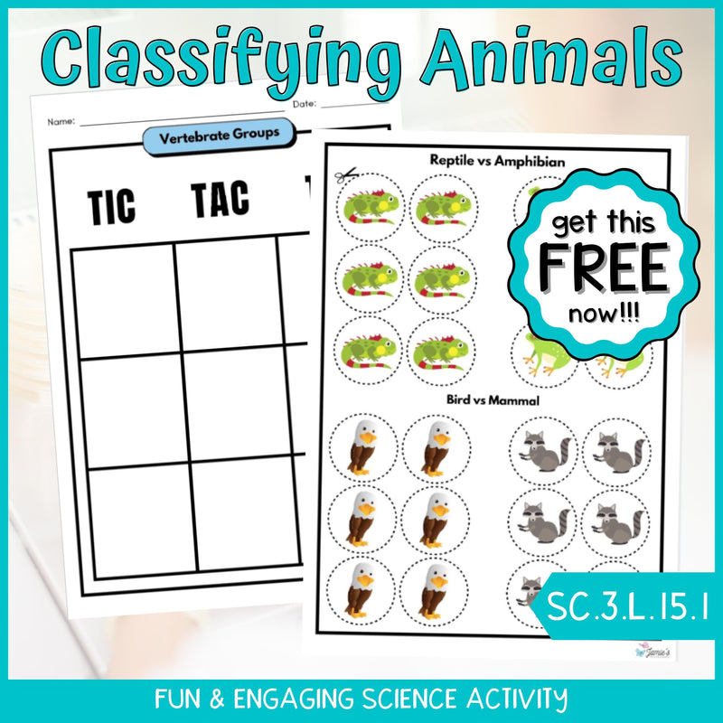 FREE TIC TAC TOE Classifying Animals Fun Science Game