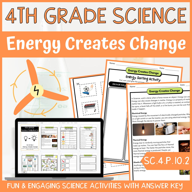 Forms of Energy Activity & Answer Key 4th Grade Physical Science