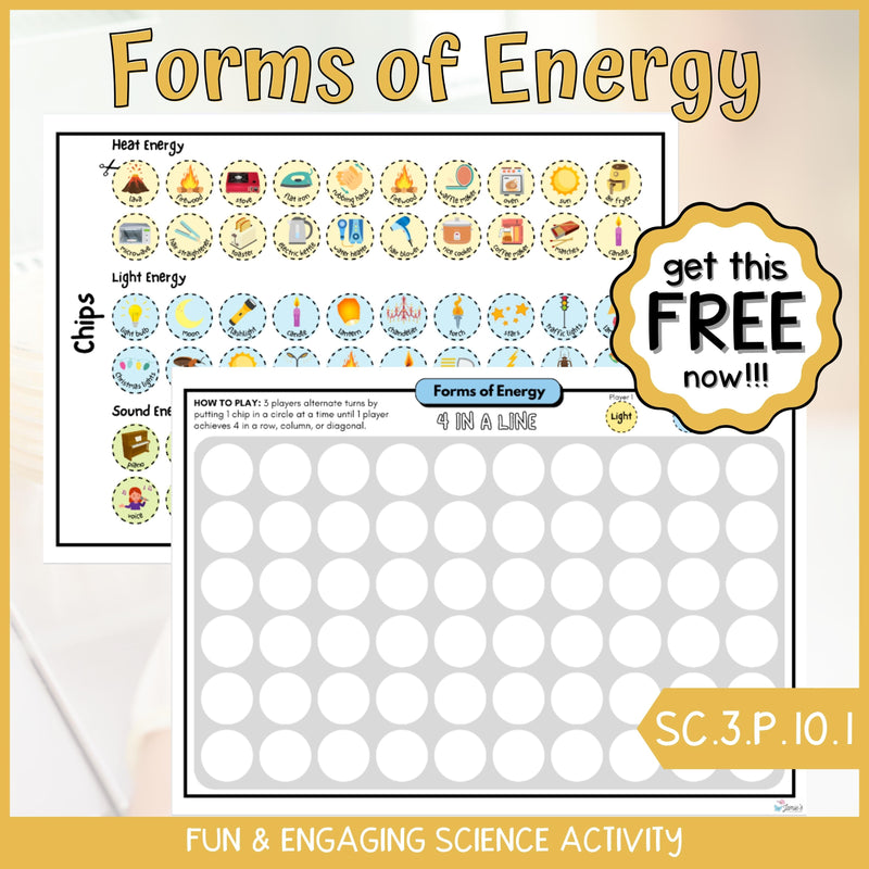 FREE Forms of Energy Connect 4 in a Row Science Game