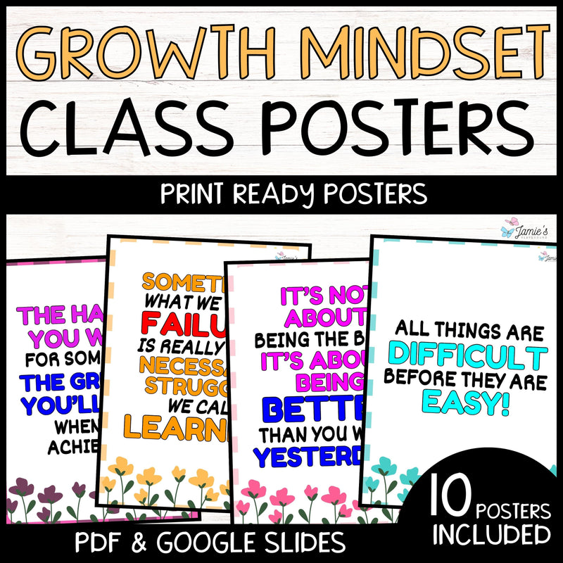 Growth Mindset Poster Display Plaid Classroom Decor and Bulletin Board