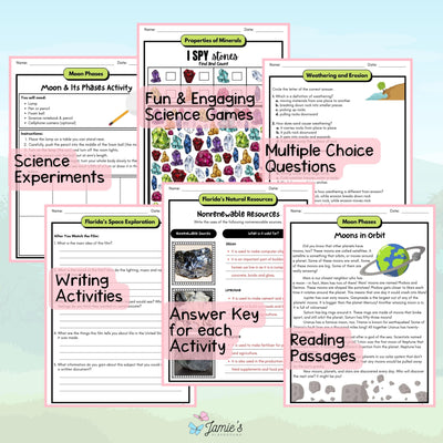 4th Grade Earth and Space Science BUNDLE - NGSS Aligned Activities & Answer Key