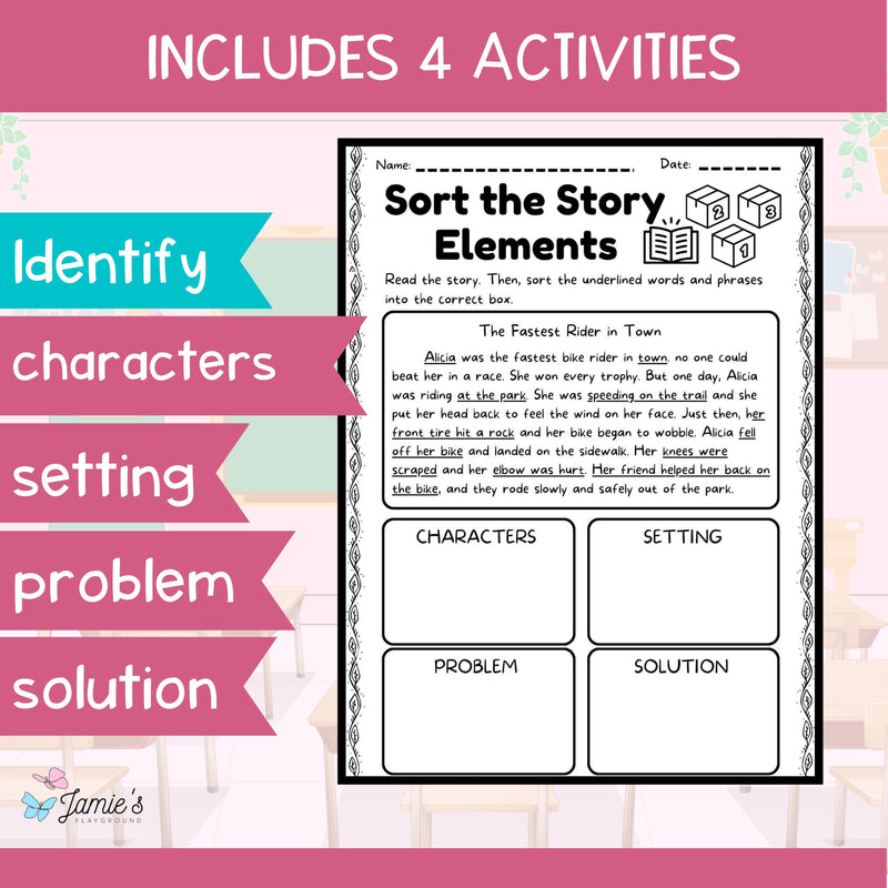 Characters, Settings, & Events in a Story - Standards Based Reading Assessments