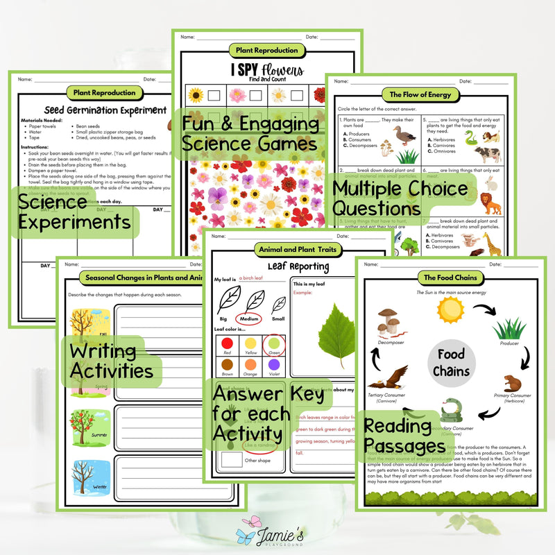 4th Grade Life Science BUNDLE - NGSS Aligned Activities & Answer Key