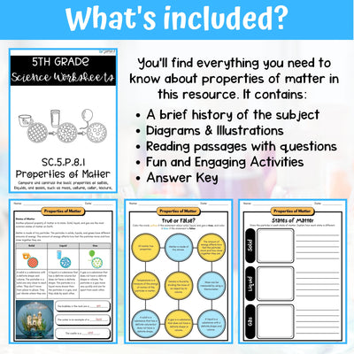 Properties of Matter Activity & Answer Key 5th Grade Physical Science