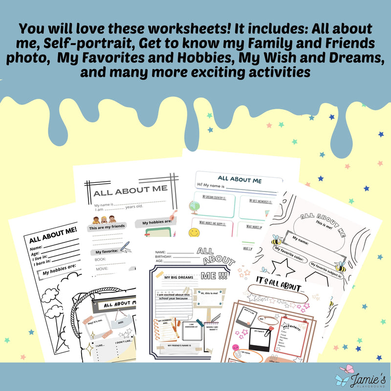 Interactive Back To School Activity: All About Me Worksheets - BUNDLE