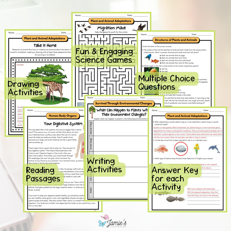 5th Grade Life Science BUNDLE - NGSS Aligned Activities & Answer Key