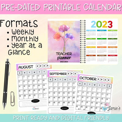 Editable Teacher Binder and Planner 2023 | FREE Updates Every Year | Rainbow theme