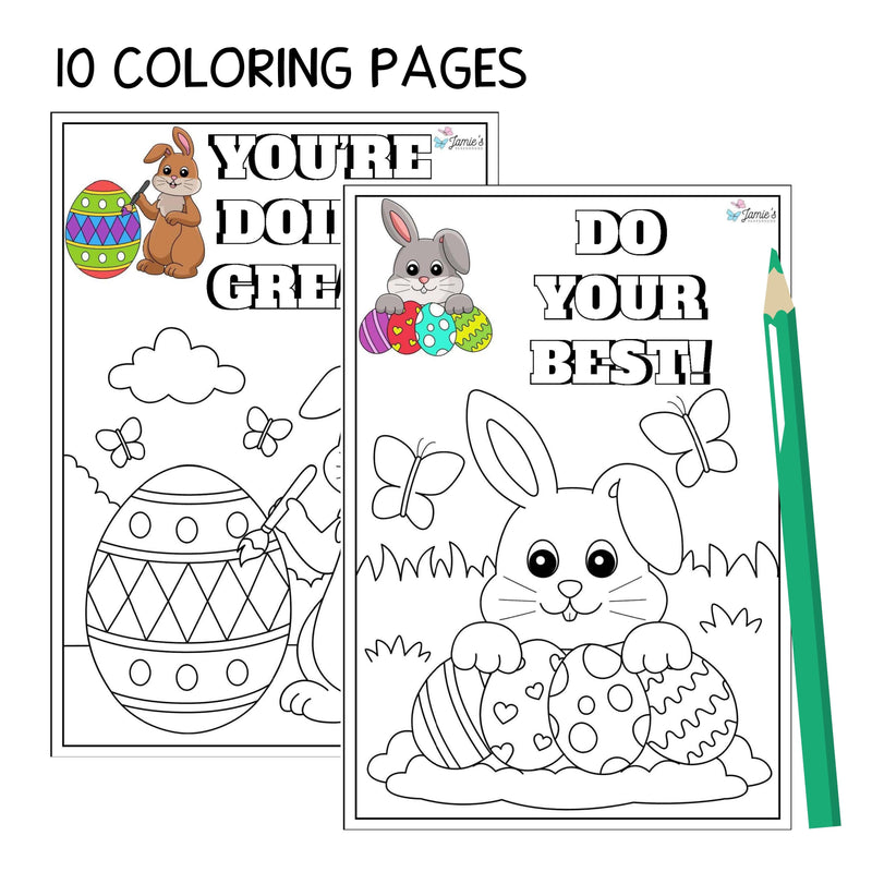 Growth Mindset Coloring Pages and Posters - Easter Bunny Inspirational Coloring