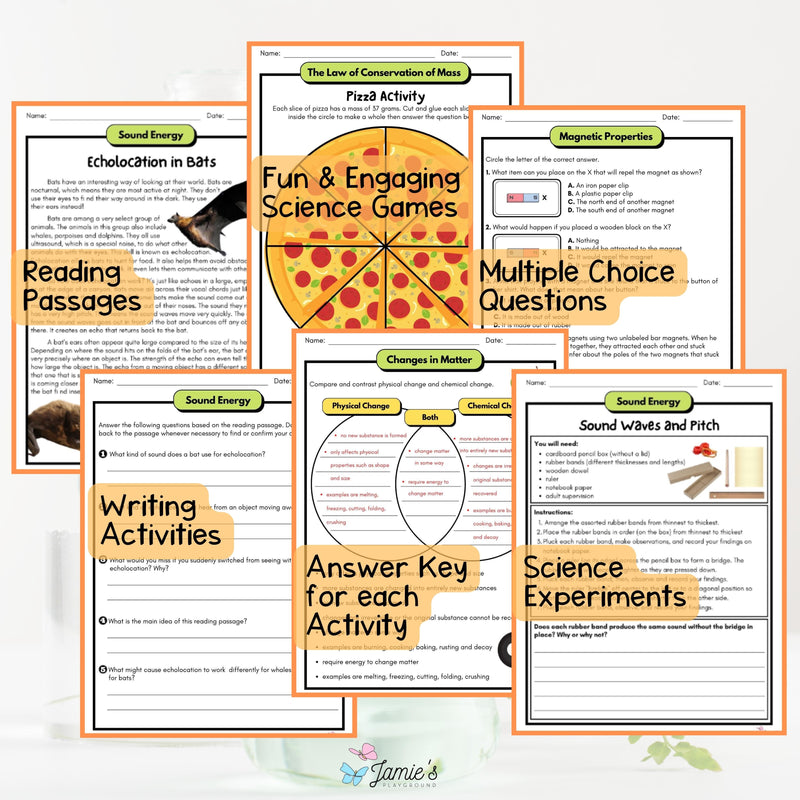 4th Grade Physical Science BUNDLE - NGSS Aligned Activities & Answer Key