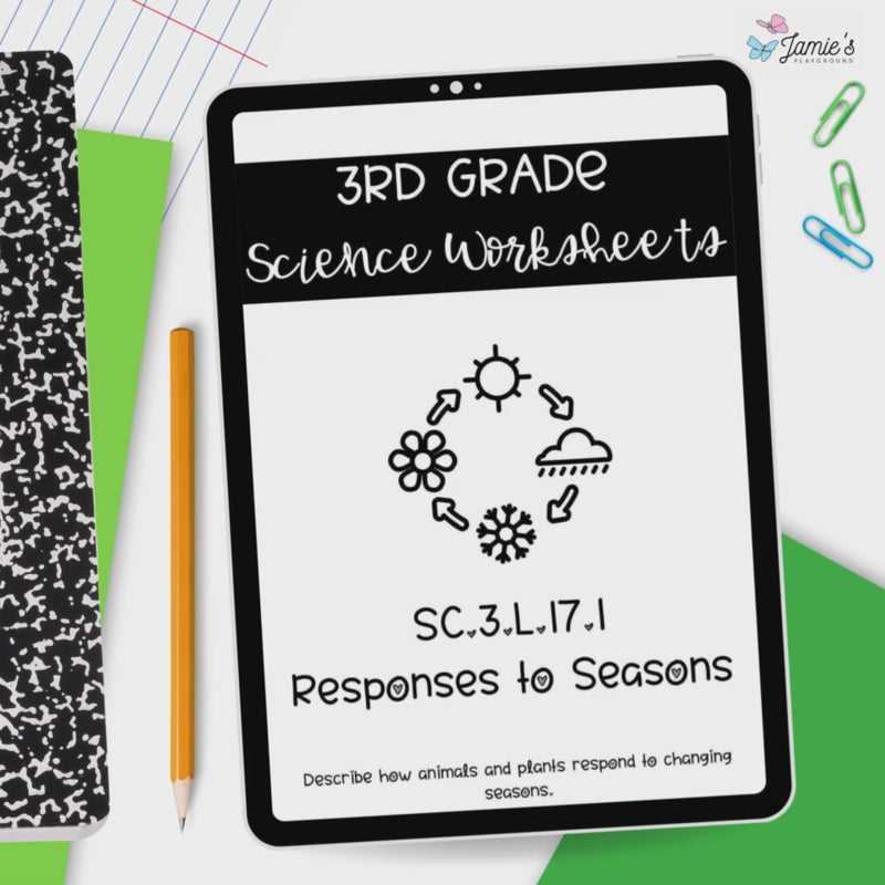 Responses to Seasons Activity & Answer Key 3rd Grade Life Science