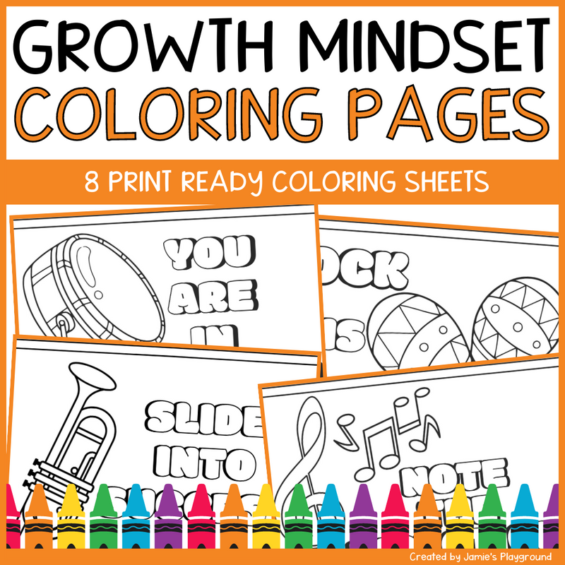 Growth Mindset Coloring Pages and Posters | Instruments Inspirational Coloring