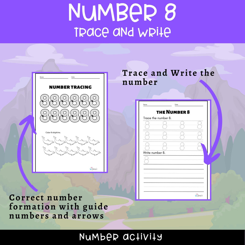 Number Tracing & Writing Activity | Number Formation Trace & Write - Number 8