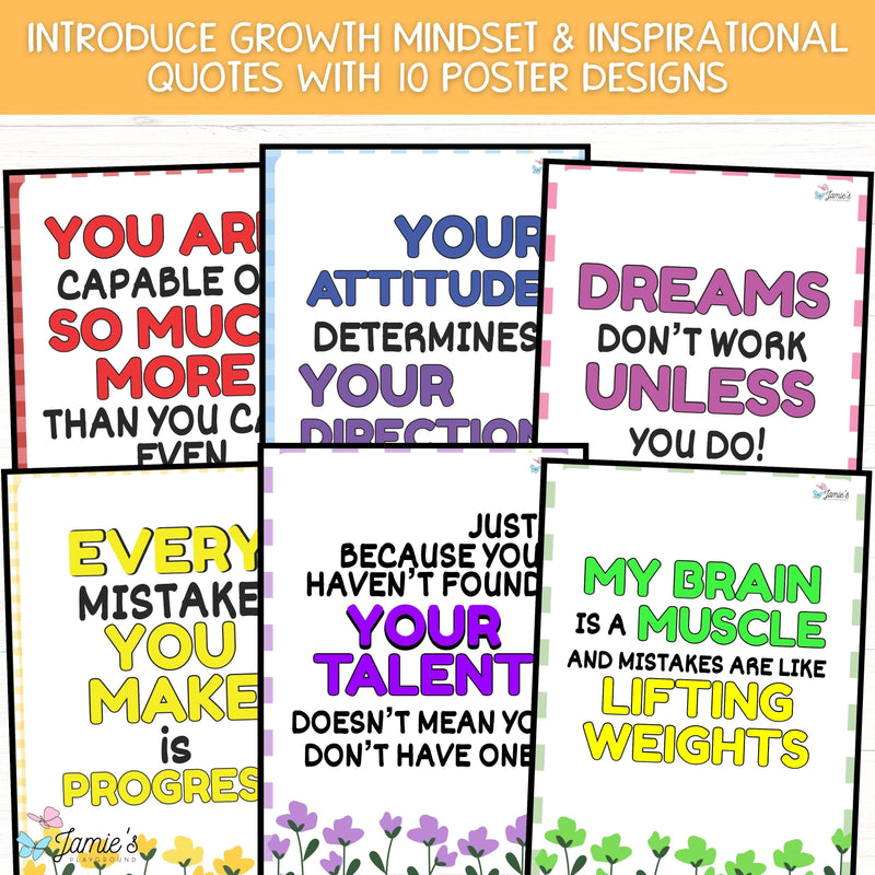 Growth Mindset Poster Display Plaid Classroom Decor and Bulletin Board