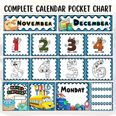 Calendar Pocket Chart 1 - EDITABLE Geography Pocket Chart Calendar Set