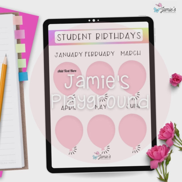 Editable Binder Documents for Teacher Binder and Planner | Birthday Posters - Rainbow theme