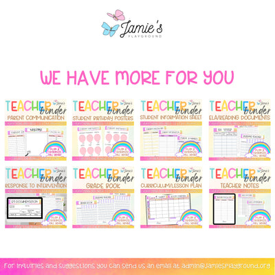 Editable Binder Documents for Teacher Binder and Planner | Birthday Posters - Rainbow theme