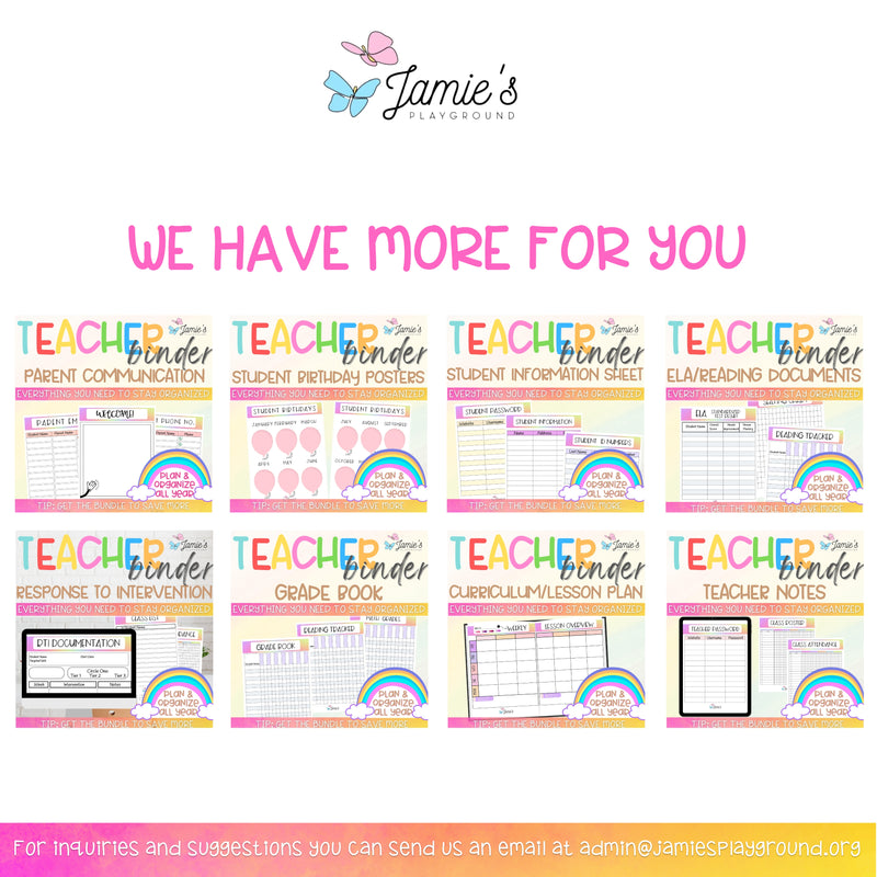 Editable Binder Documents for Teacher Binder and Planner | Birthday Posters - Rainbow theme