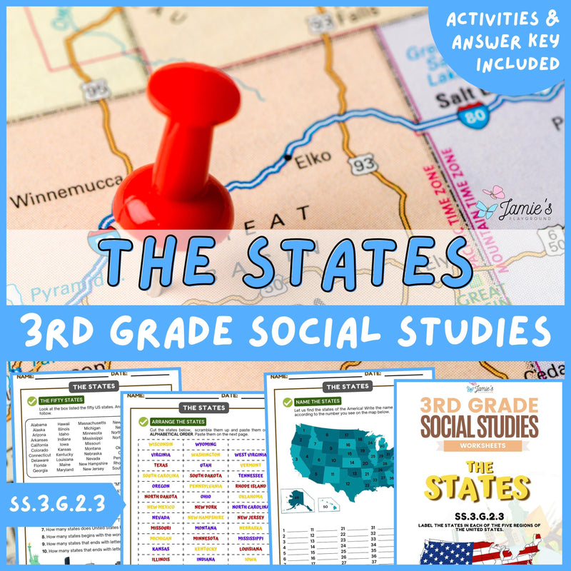 Regions of the United States Activity & Answer Key 3rd Grade Social Studies