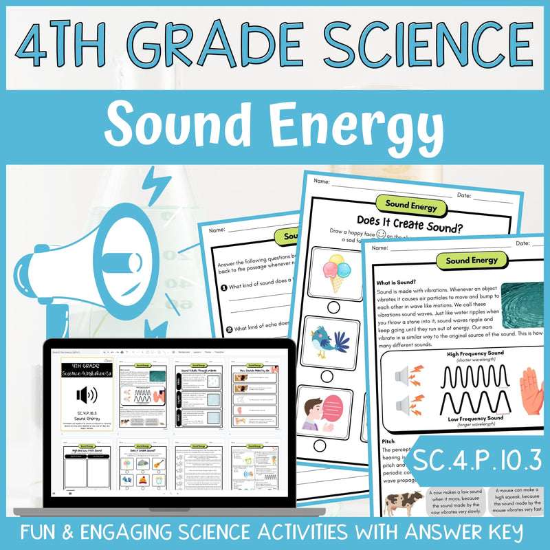 Sound Energy Activity & Answer Key 4th Grade Physical Science