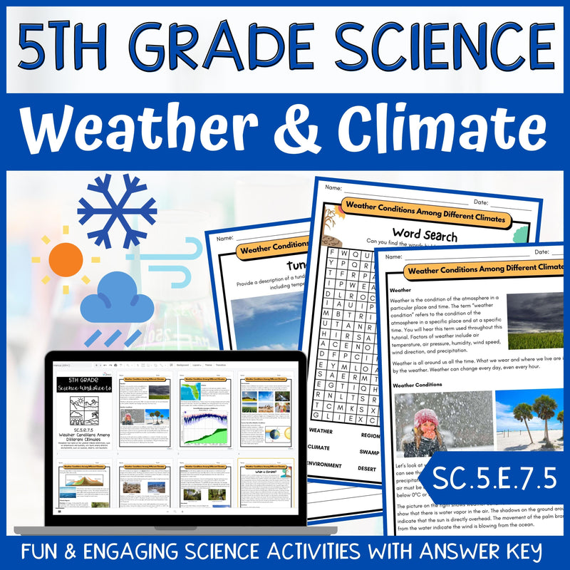 Weather and Climate Activity & Answer Key 5th Grade Earth Science