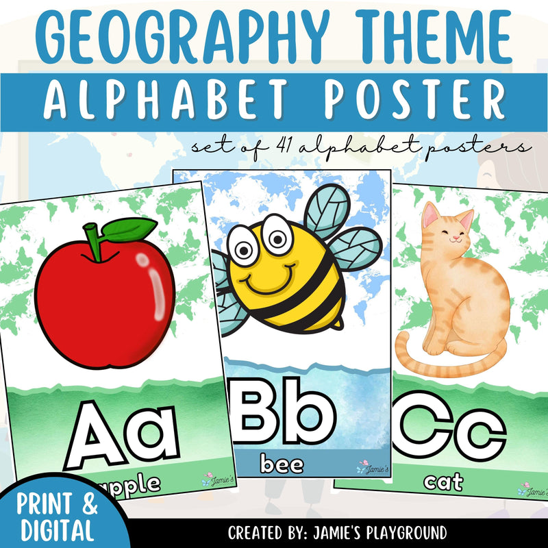 Alphabet Posters - EDITABLE Geography Theme Classroom Decoration