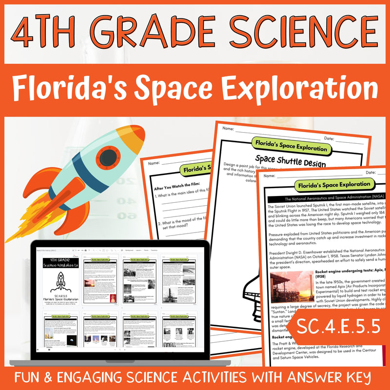 Space Exploration Activity & Answer Key 4th Grade Earth & Space Science