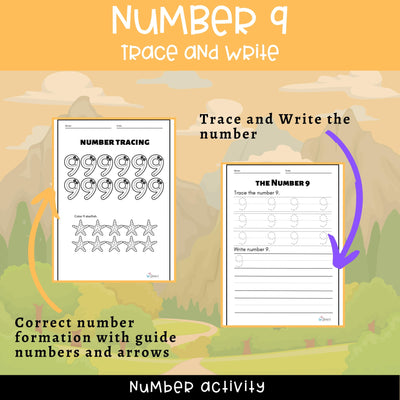 Number Tracing & Writing Activity | Number Formation Trace & Write - Number 9