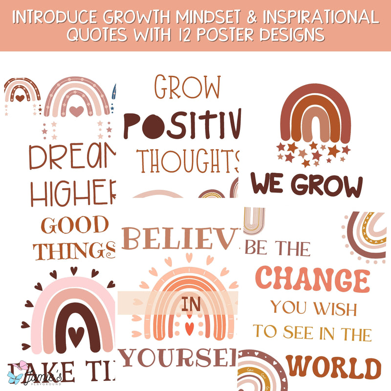 Growth Mindset Poster Display Boho Classroom Decor and Bulletin Board