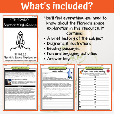 Space Exploration Activity & Answer Key 4th Grade Earth & Space Science