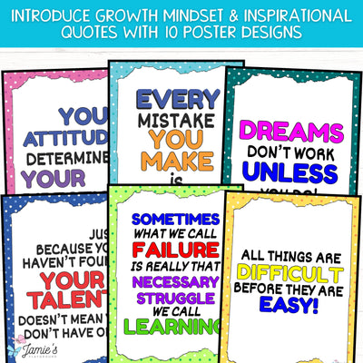 Growth Mindset Poster Display Polka Dots Classroom Decor and Bulletin Board