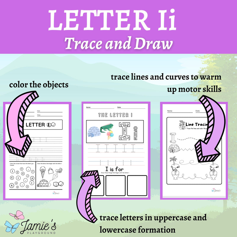 Alphabet Tracing & Writing Activity | Handwriting Practice Worksheet - Letter I