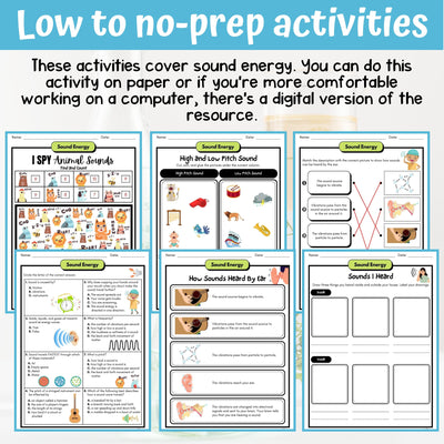 Sound Energy Activity & Answer Key 4th Grade Physical Science