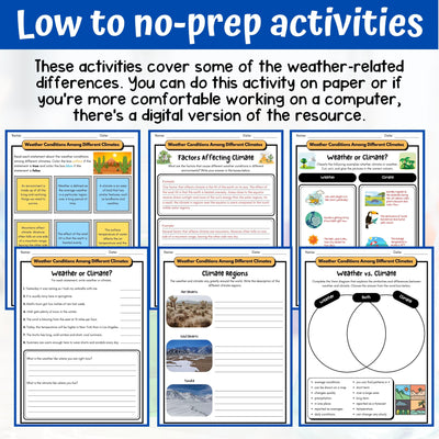 Weather and Climate Activity & Answer Key 5th Grade Earth Science