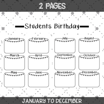 Editable Binder Documents for Teacher Binder and Planner | Birthday Posters - Black & White theme