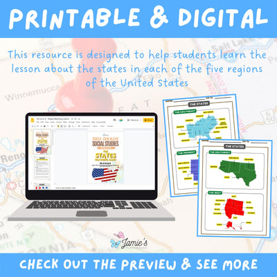 Regions of the United States Activity & Answer Key 3rd Grade Social Studies