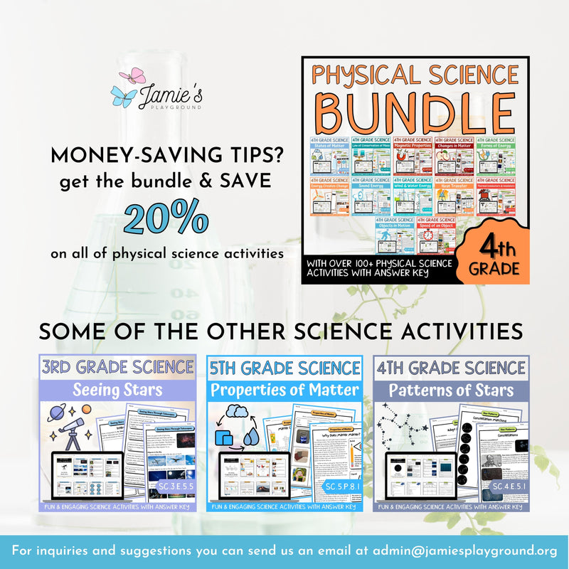 Sound Energy Activity & Answer Key 4th Grade Physical Science