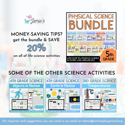 Changes in Matter Activity & Answer Key 5th Grade Physical Science