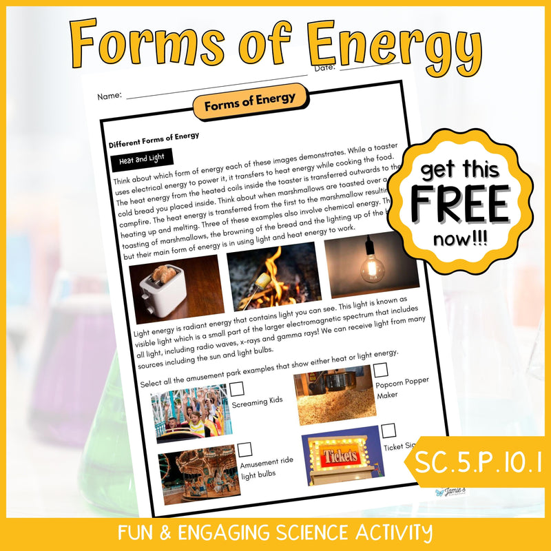 FREE Heat or Light Energy Physical Science Activity