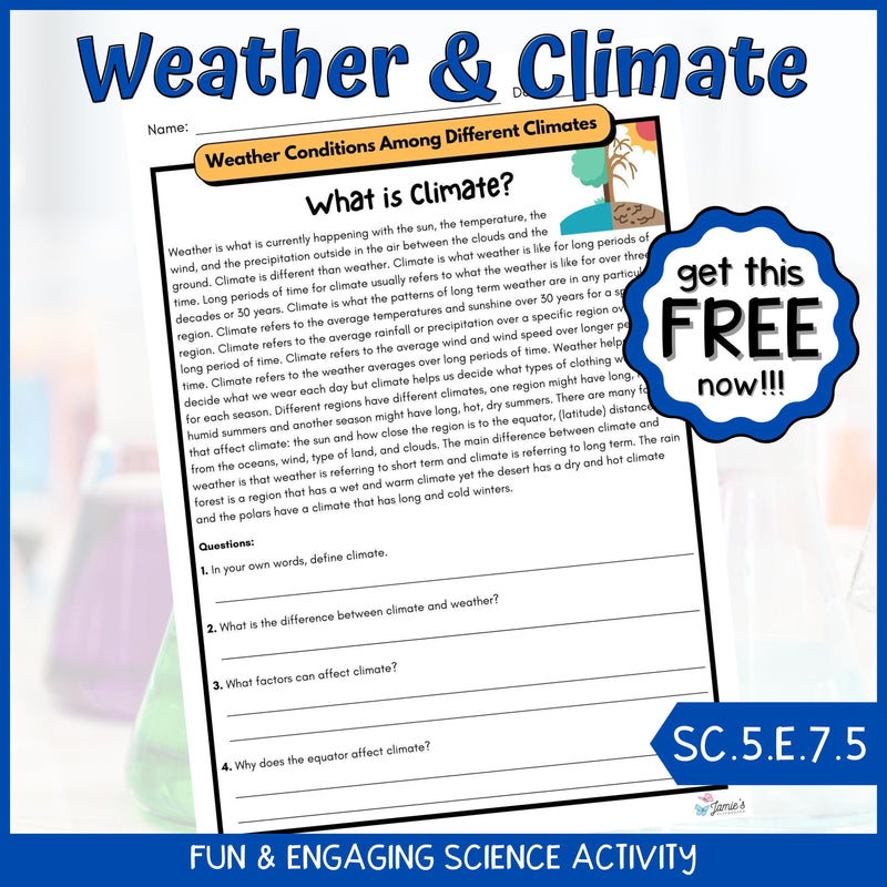 FREE Weather and Climate Reading Passage Activity