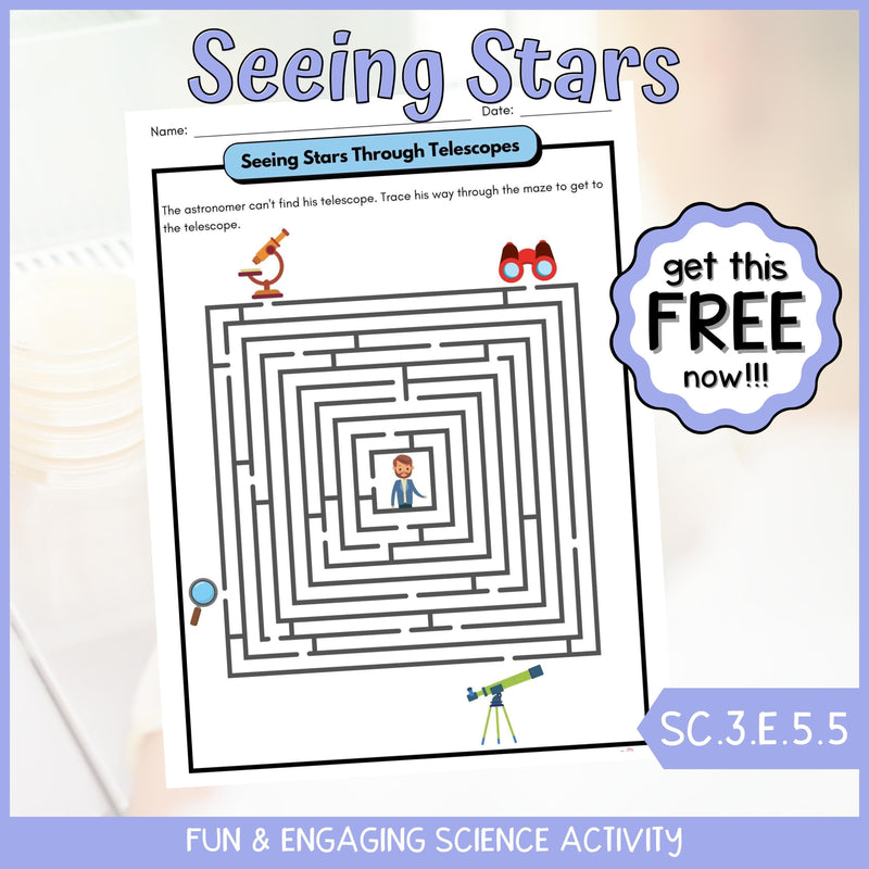 FREE Science Maze Stars and Telescopes Fun Game