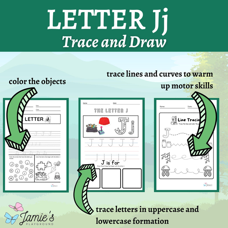 Alphabet Tracing & Writing Activity | Handwriting Practice Worksheet - Letter J