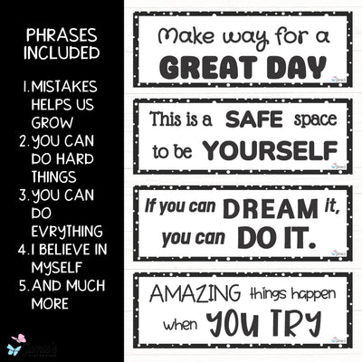 Growth Mindset Poster Display Black & White Classroom Decor and Bulletin Board