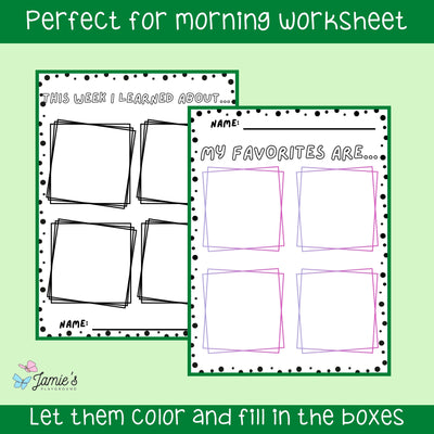 Kindergarten Morning Work - Coloring Pages & Writing Prompts | No Prep Activity