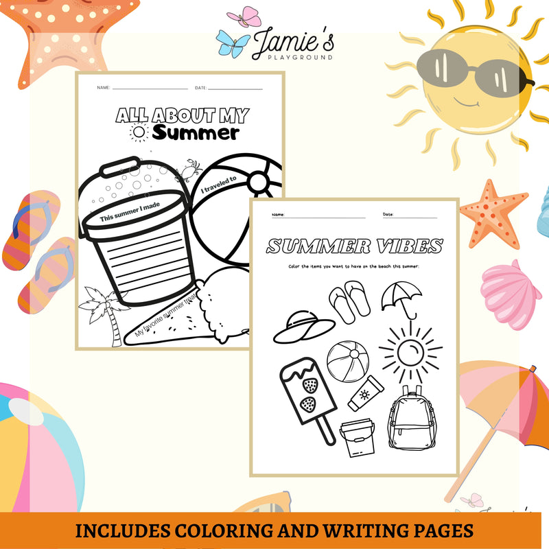 Summer Coloring Pages & Writing Prompts | End of the Year - Fun Summer Activity