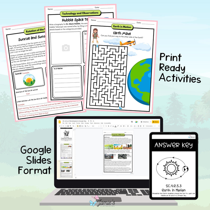 4th Grade Earth and Space Science BUNDLE - NGSS Aligned Activities & Answer Key