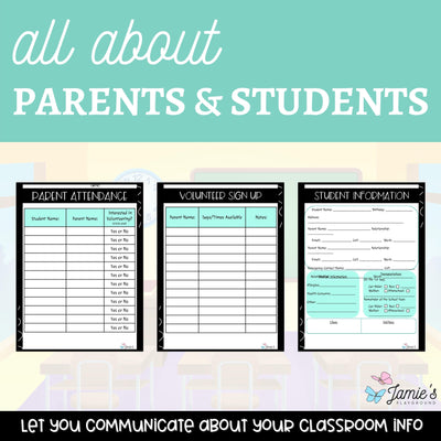 Parent Communication Log Editable Student Information Sheets