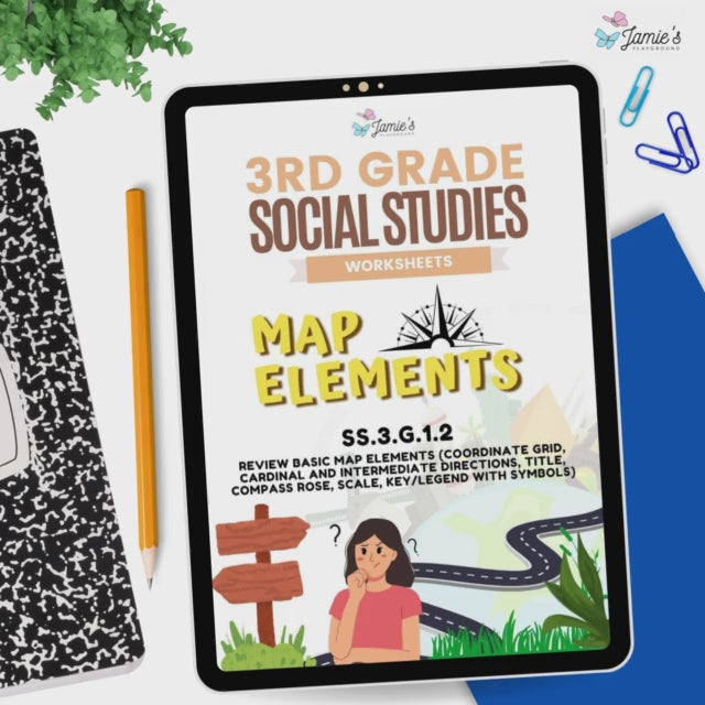 Map Elements Activity & Answer Key 3rd Grade Social Studies