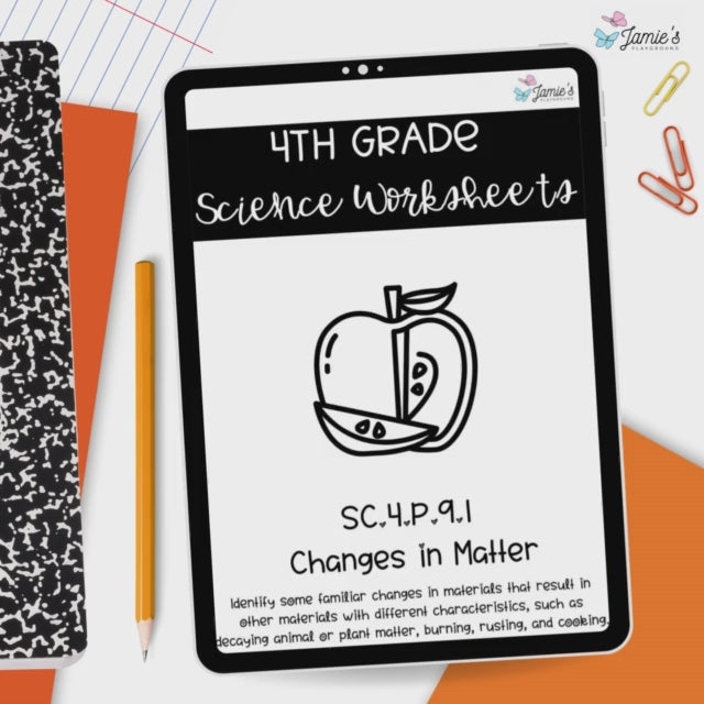 Changes in Matter Activity & Answer Key 4th Grade Physical Science